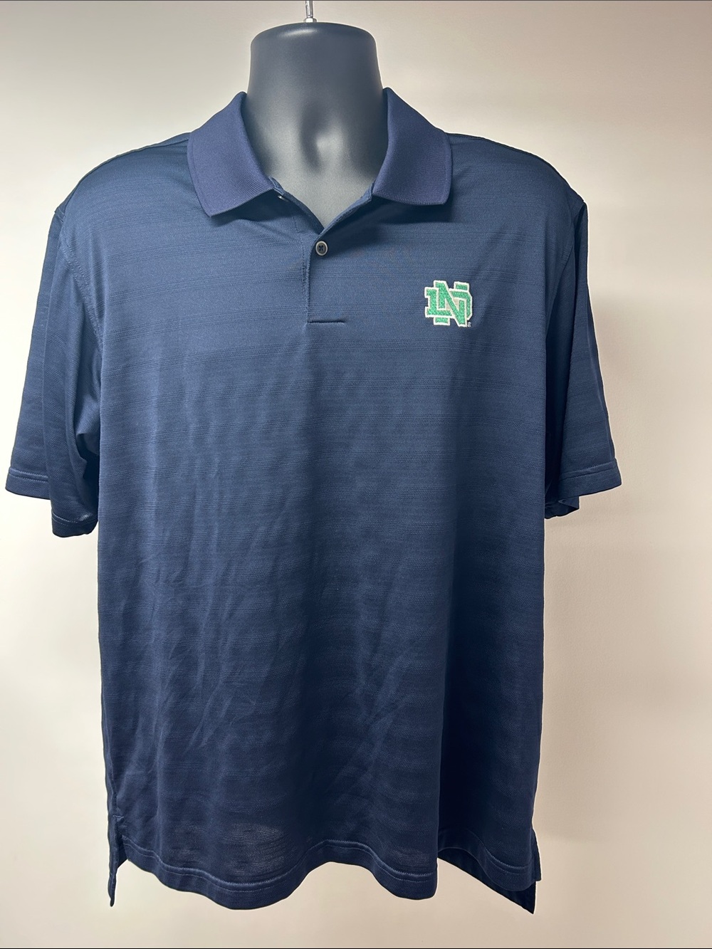 adidas Navy Polo with Green ND (Notre Dame) Chest Logo